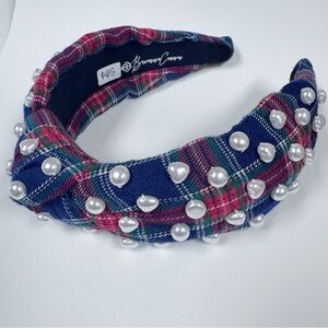 Brianna Cannon Plaid Headband with Pearls Christmas 🎄Fall Adult Size NWT
